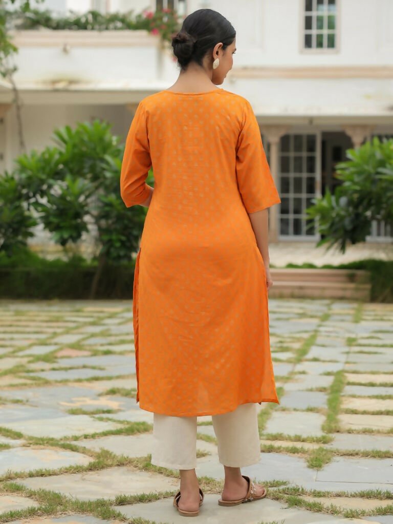 Aramya A-line Soft Cotton Floral Print Women's Kurta - Yellow | Grocsy