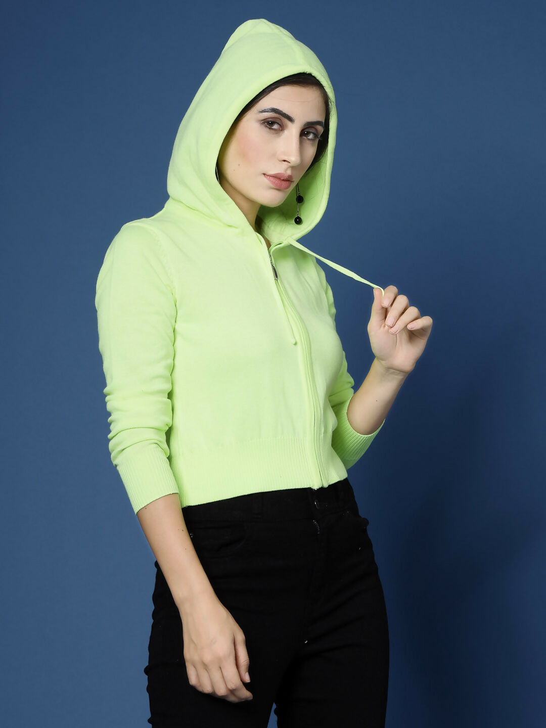 Women Winter Lime Green Cotton Cardigan - Wool Trees | Grocsy