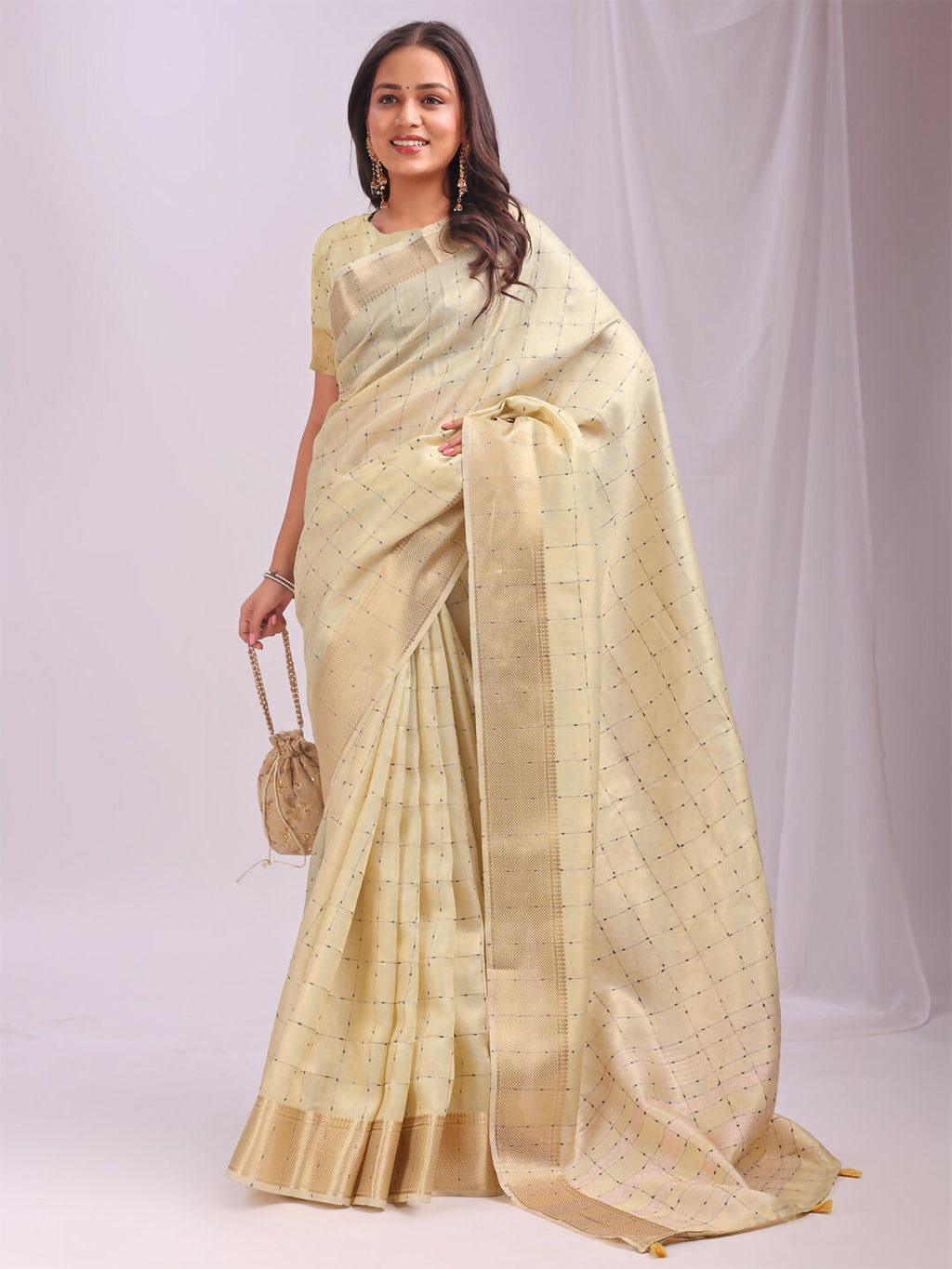 Shree Shyam Fashion Organza Gold Saree | Grocsy