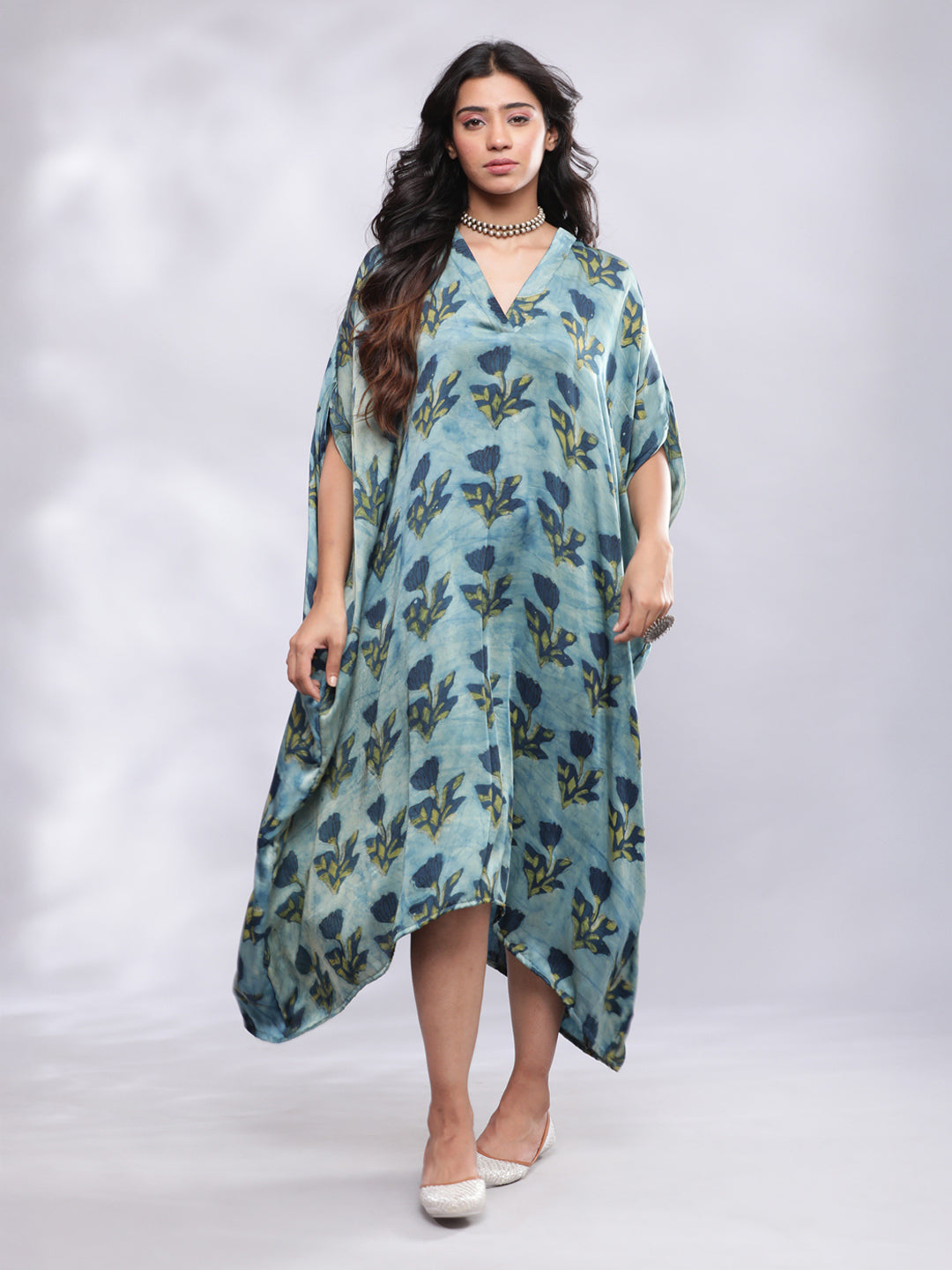 BohoJazz Signature Modal Silk Floral Kaftan | Grocsy