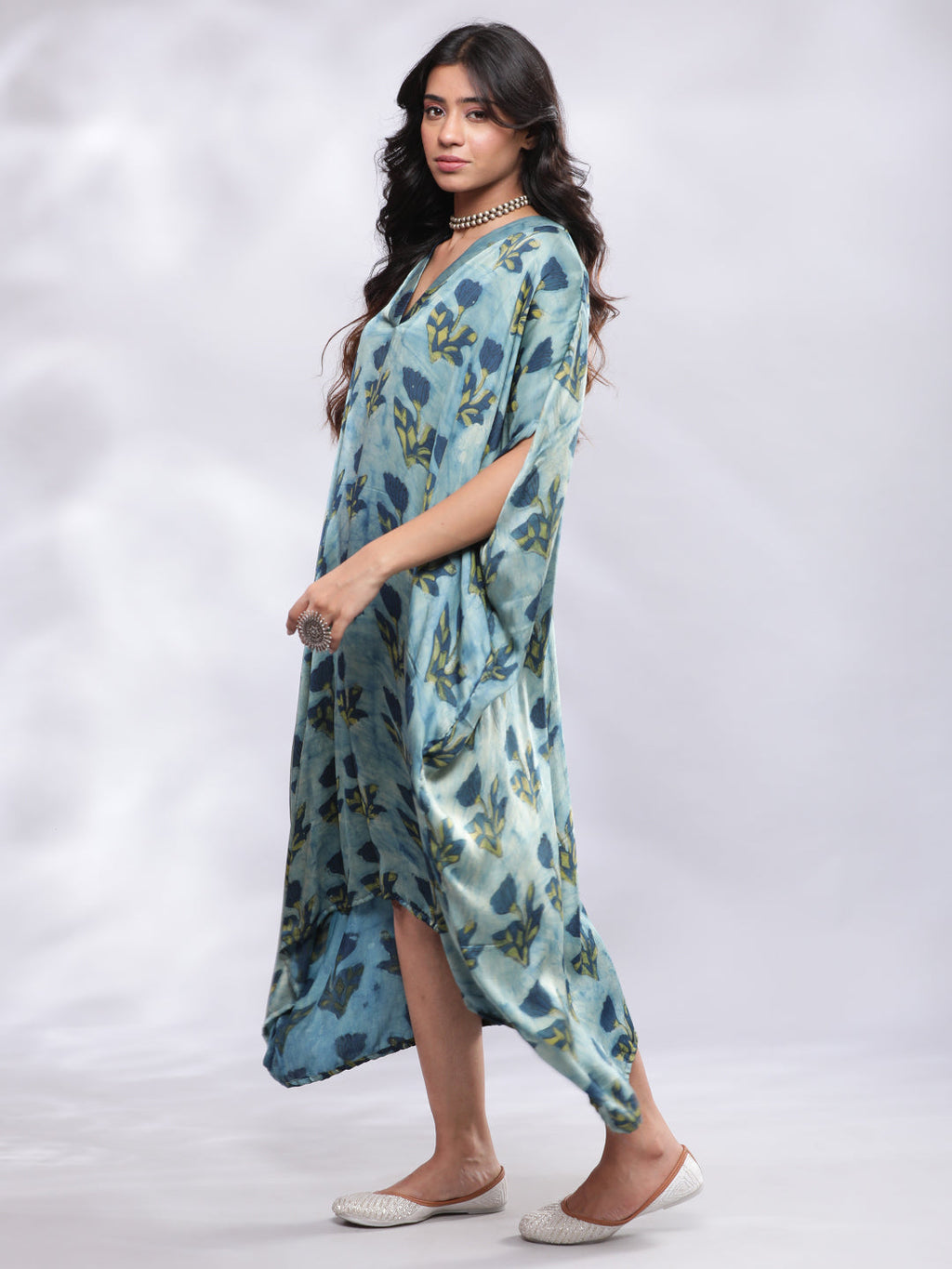 BohoJazz Signature Modal Silk Floral Kaftan | Grocsy
