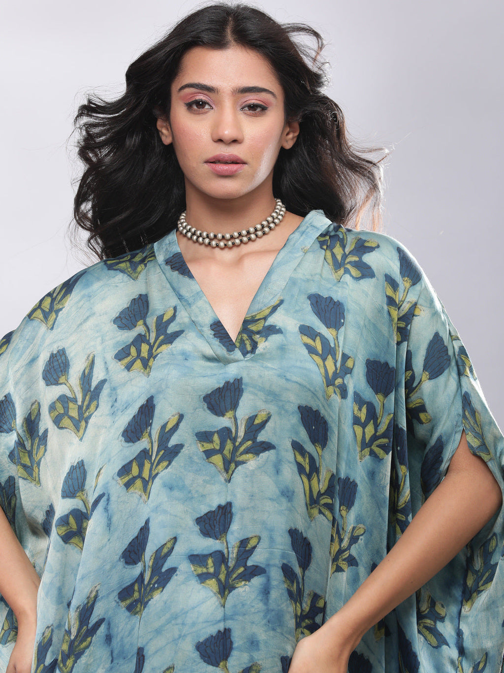 BohoJazz Signature Modal Silk Floral Kaftan | Grocsy