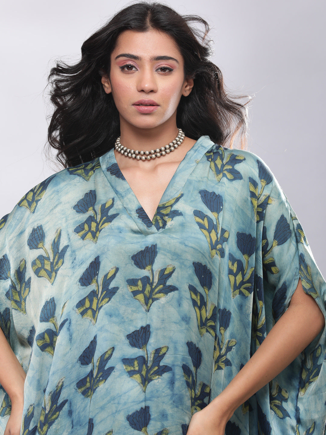 BohoJazz Signature Modal Silk Floral Kaftan | Grocsy