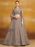 Tulsi Art Monochrome Grey Sequins Georgette Event Wear Lehenga Choli With Dupatta | Grocsy
