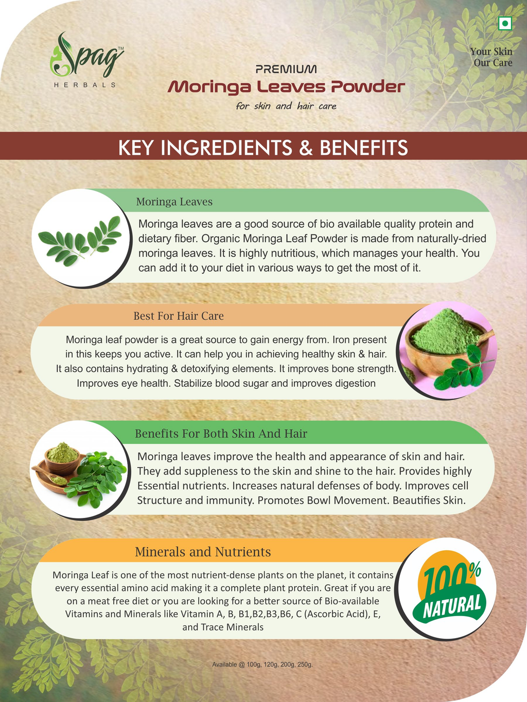 Spag Herbals Premium Moringa Leaf Powder | Grocsy