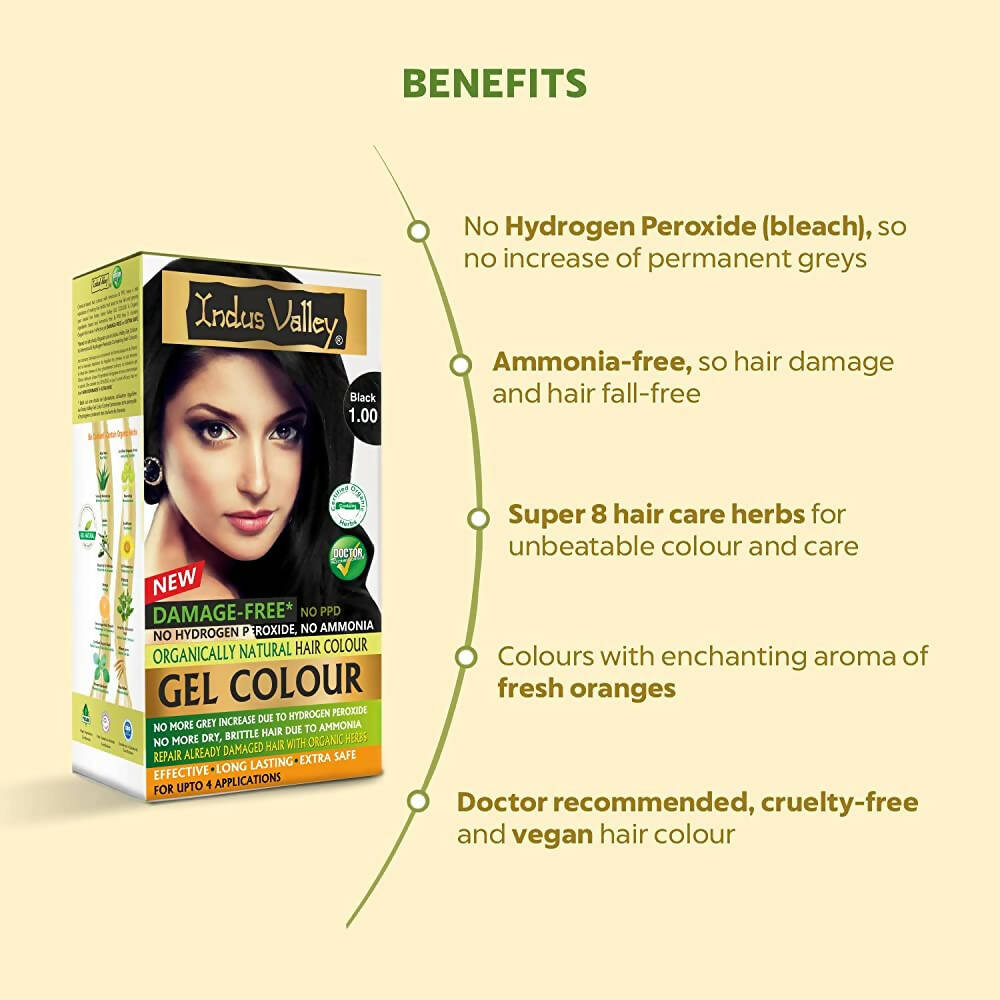 Indus Valley Damage-Free Gel Hair Color-Black | Grocsy