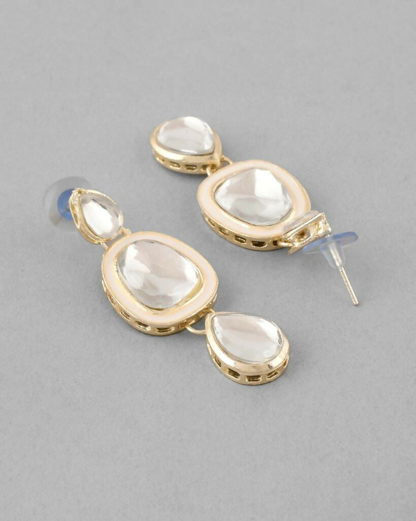 VOJ Kundan Studded Silver Plated White Color Jewellery Set with MaangTikka | Grocsy