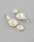 VOJ Kundan Studded Silver Plated White Color Jewellery Set with MaangTikka | Grocsy