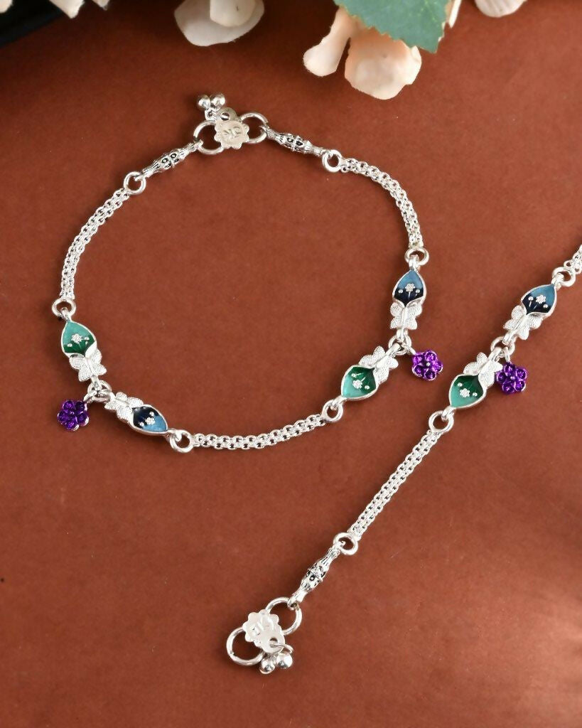 VOJ Set of 2 Mutli Color Meenakari Anklet | Grocsy