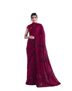Red Lycra Sequence Embroidery Saree with Unstitched Blouse Piece - Norita Elaura | Grocsy