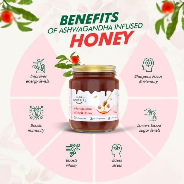 Farm Naturelle Ashwagandha Infused Honey – Natural Stress Relief & Energy Boost | Grocsy