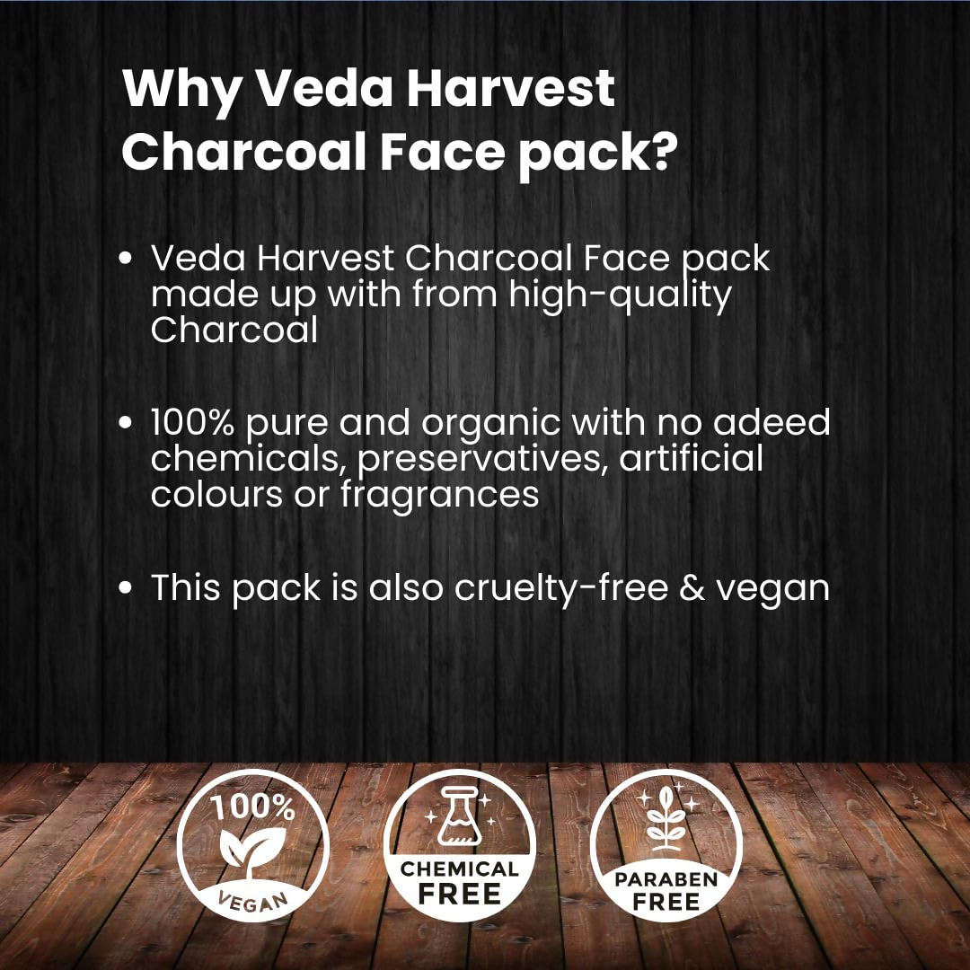 Veda Harvest Charcoal Face Pack With Activated Charcoal For Skin Detoxification | Grocsy