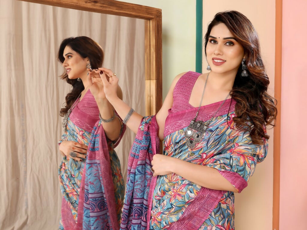 Partywear Designer Pink Kota Doriya Fancy Saree - Dyuti | Grocsy