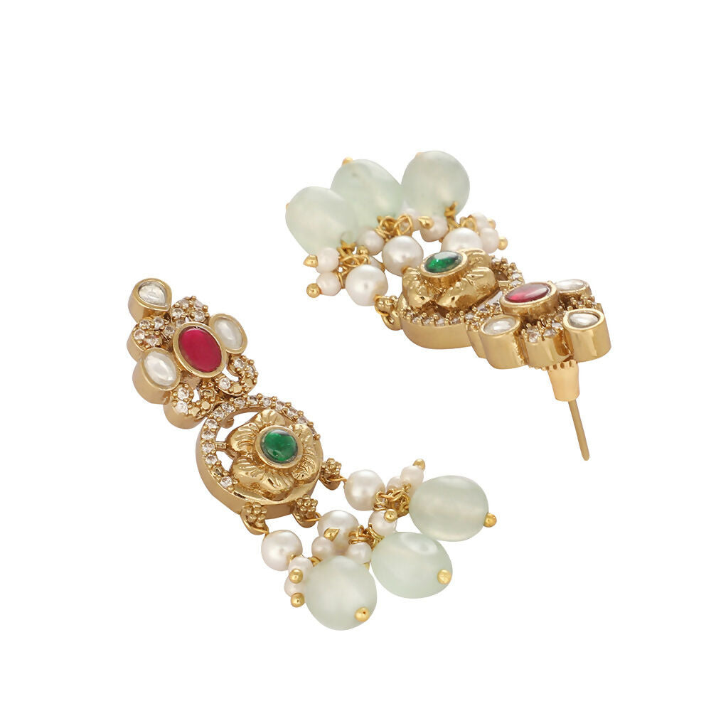 Nuyug 18K Gold Plated Divine Gold Tone Beaded Necklace Set | Grocsy