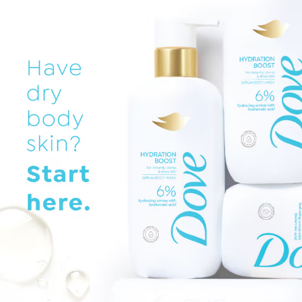Dove 6% Hydrating Serum With Hyaluronic Acid Hydration Boost Bodywash | Grocsy