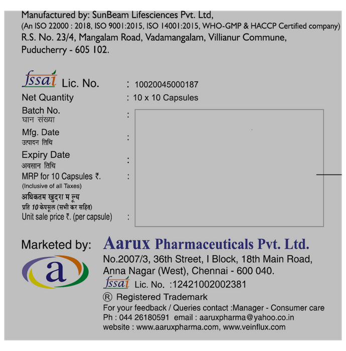 Aarux Veinflux Capsules | Grocsy