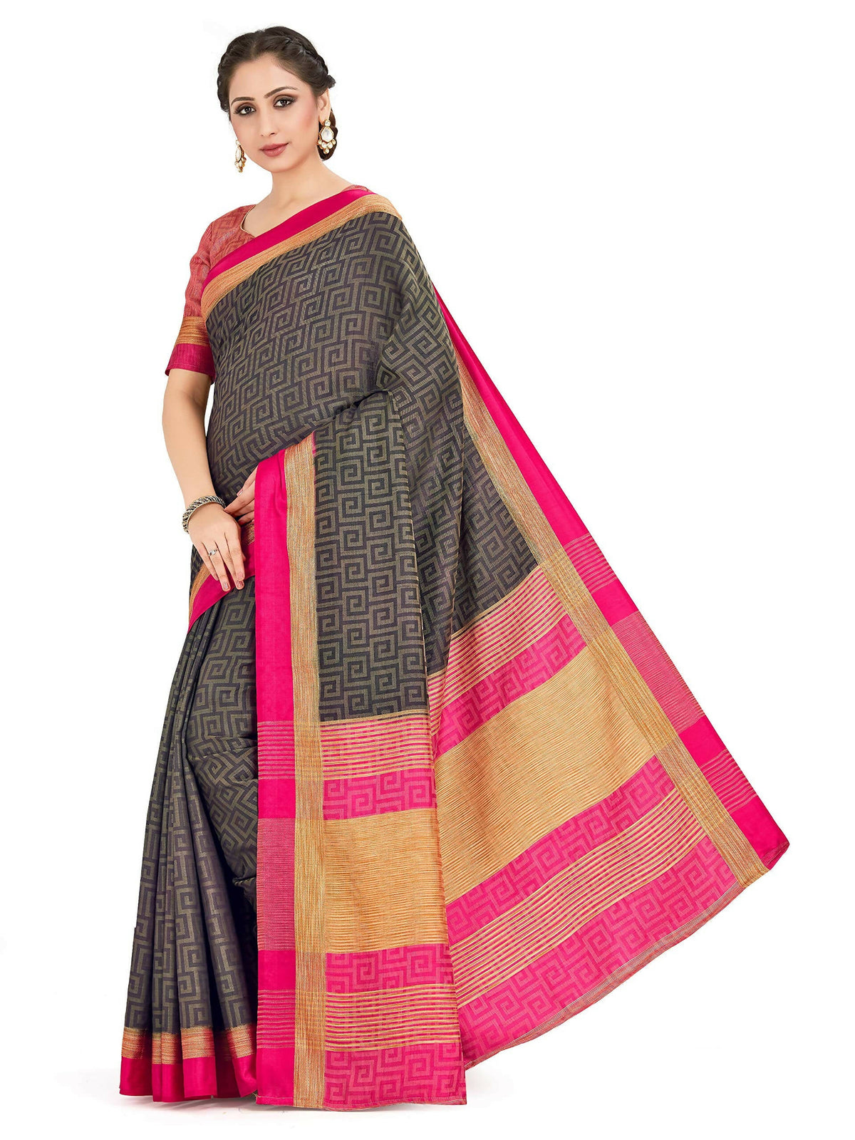 Mimosa Women's Banarasi Silk Black Saree | Grocsy