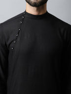 Even Apparels Black Color Linen Linen Men's Kurta With Side Placket (LN761) | Grocsy