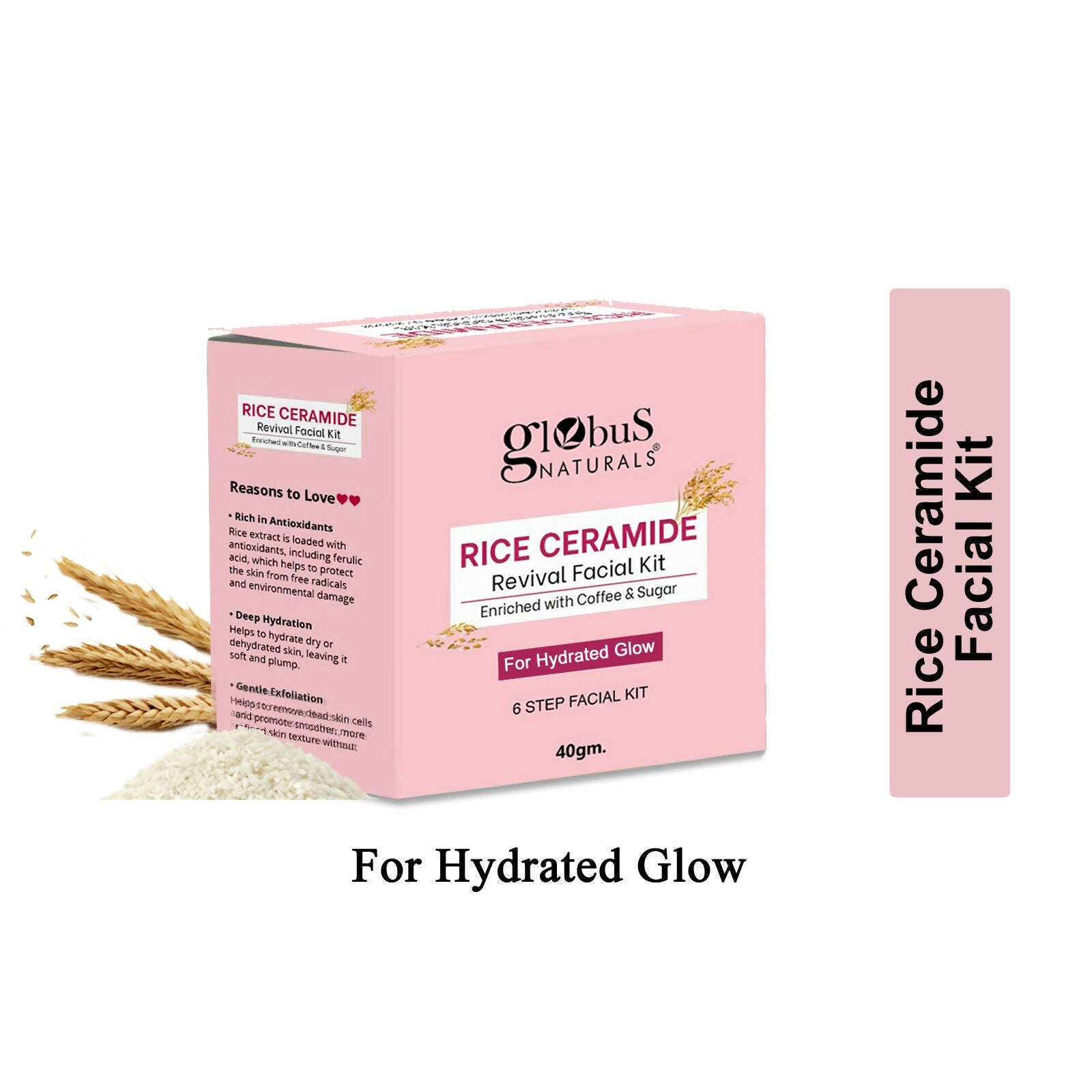 Globus Naturals Rice Ceramide 6 Step Facial Kit For Korean Glass Skin | Grocsy