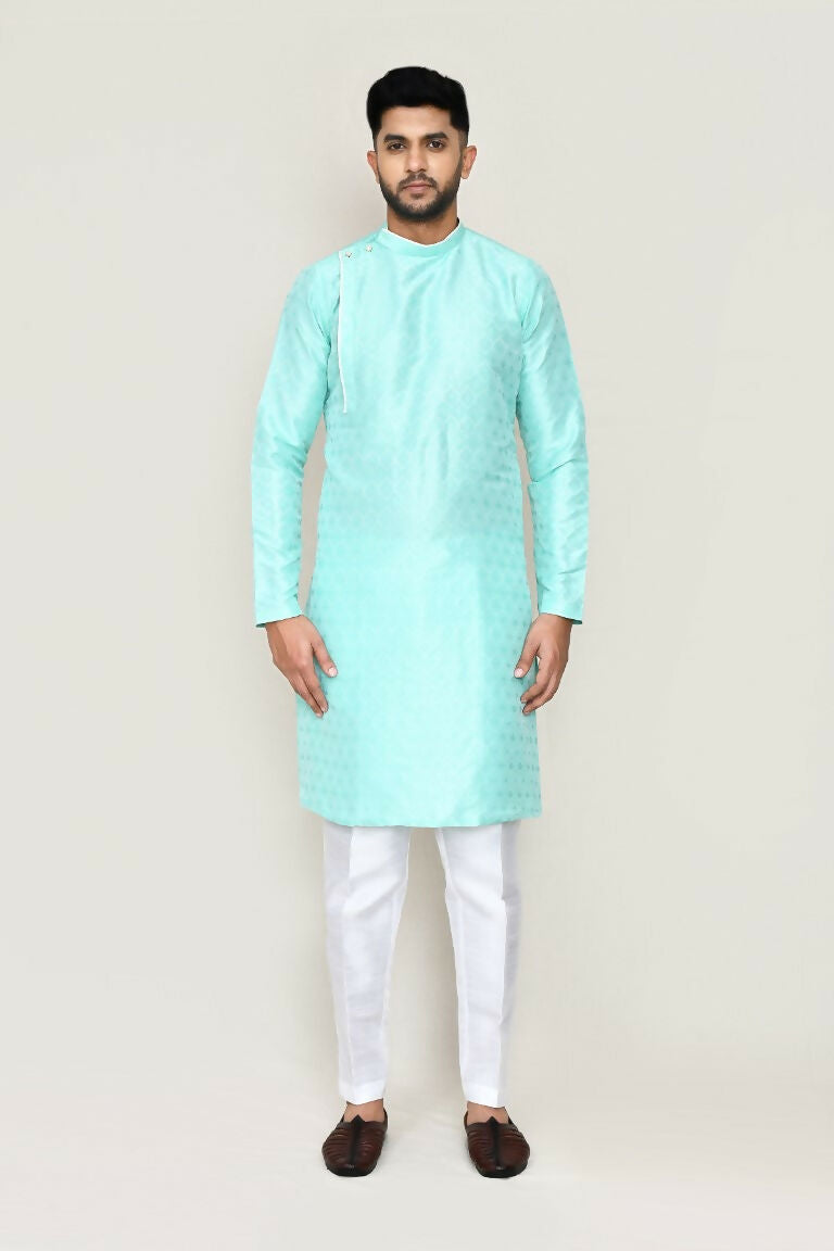 Joban Fashion Green Colored Jacquard Fabric Kurta With Straight Fit Pant | Grocsy