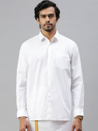 Ramraj Cotton Mens Full Sleeve White Shirt Plus Size - Soft Touch Cotton | Grocsy