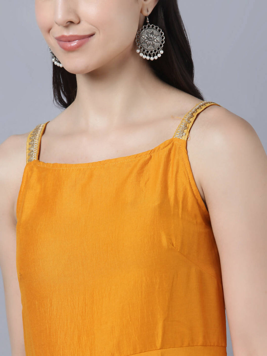 Myshka Women Yellow Panelled Kurta with Palazzos With Dupatta | Grocsy
