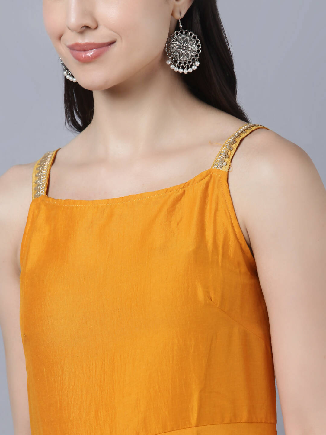 Myshka Women Yellow Panelled Kurta with Palazzos With Dupatta | Grocsy