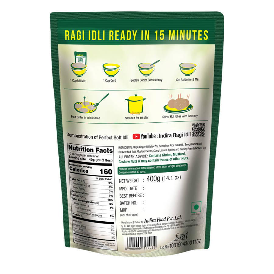 Indira's 15 Minutes Ragi Masala Idli Powder Mix | Grocsy