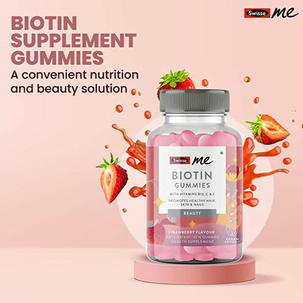Swisseme Biotin Gummies With Vitamin B12, C & E For Healthy Hair & Nails | Grocsy
