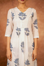 Joban Fashion Off White Blue Hand Block Printed Cotton Suit Set | Grocsy
