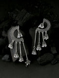 NVR Women Rhodium-Plated Kundan Stone-Studded Beaded Jewellery Set | Grocsy