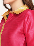 Ahalyaa Women's Dark Pink Poly Silk Kurta Trouser Set | Grocsy