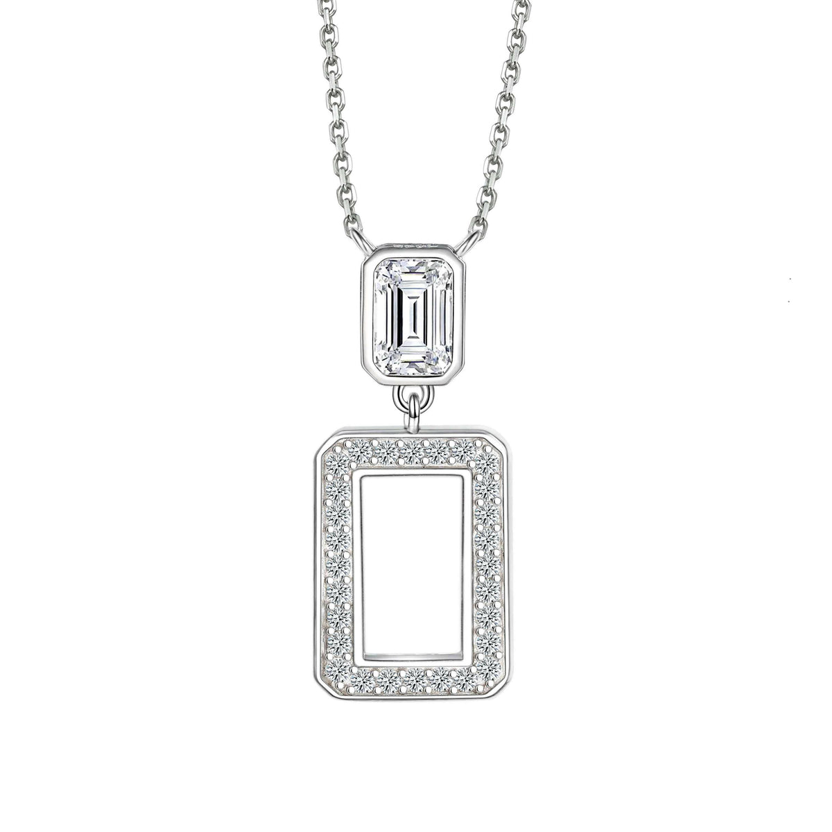Cauer Elegant 14K White Gold Plated Moissanite Pendant Necklace | Grocsy
