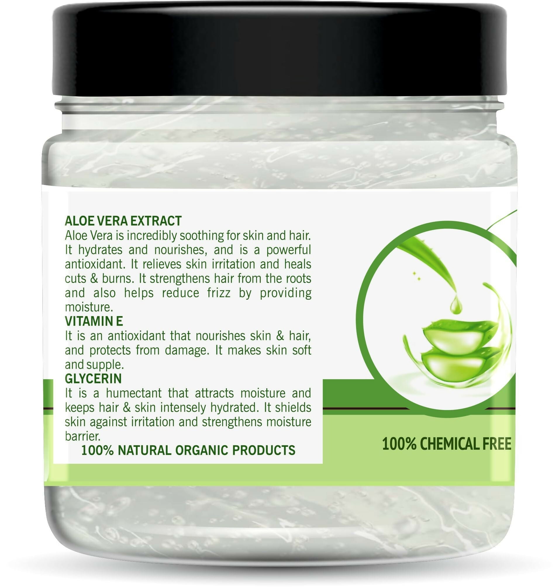 Organic 100% Aloe Vera Gel For Face, with Natural Aloe Vera & Vitamin E for Skin and Hair | Grocsy