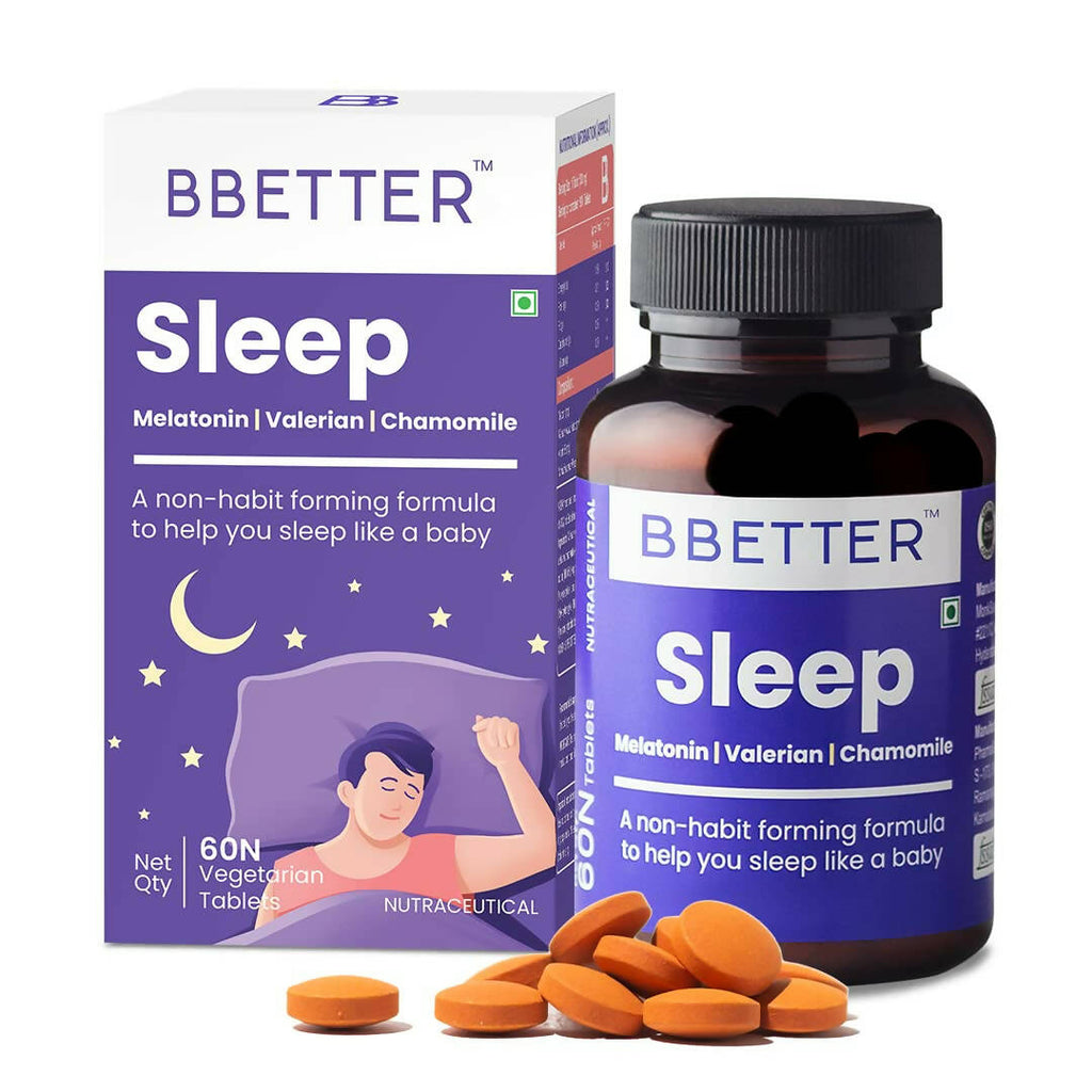 BBETTER Sleep Tablets Melatonin, Valerian, Chamomile | Grocsy