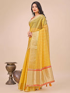 Shree Shyam Fashion Florance Yellow Organza Saree | Grocsy