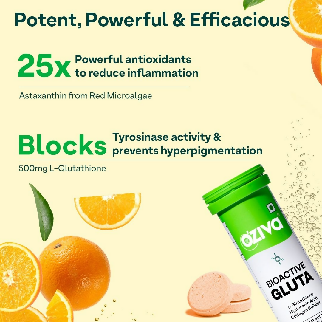 OZiva Bioactive Gluta Fizzy (L-Glutathione) Tablets | Grocsy