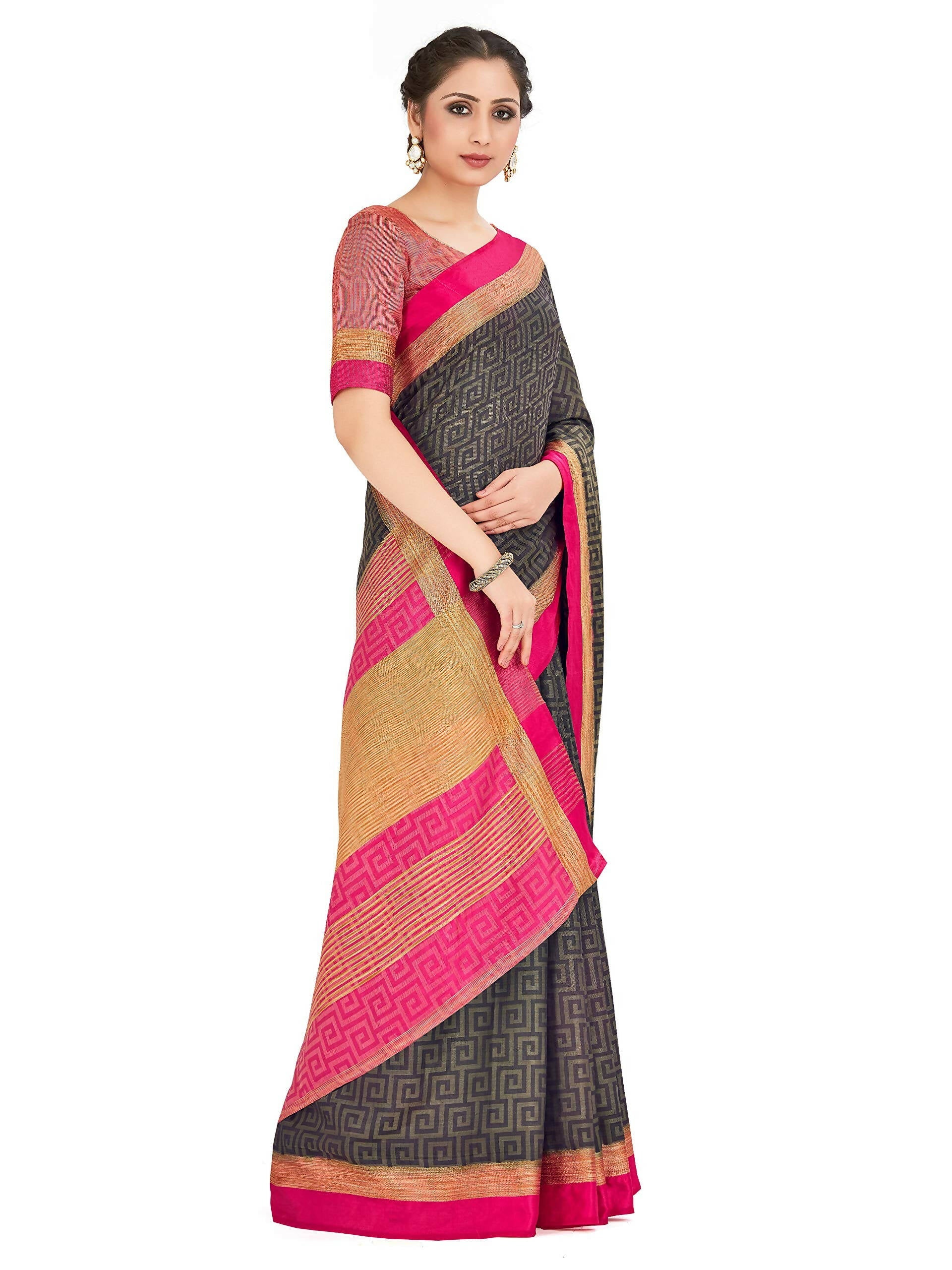 Mimosa Women's Banarasi Silk Black Saree | Grocsy