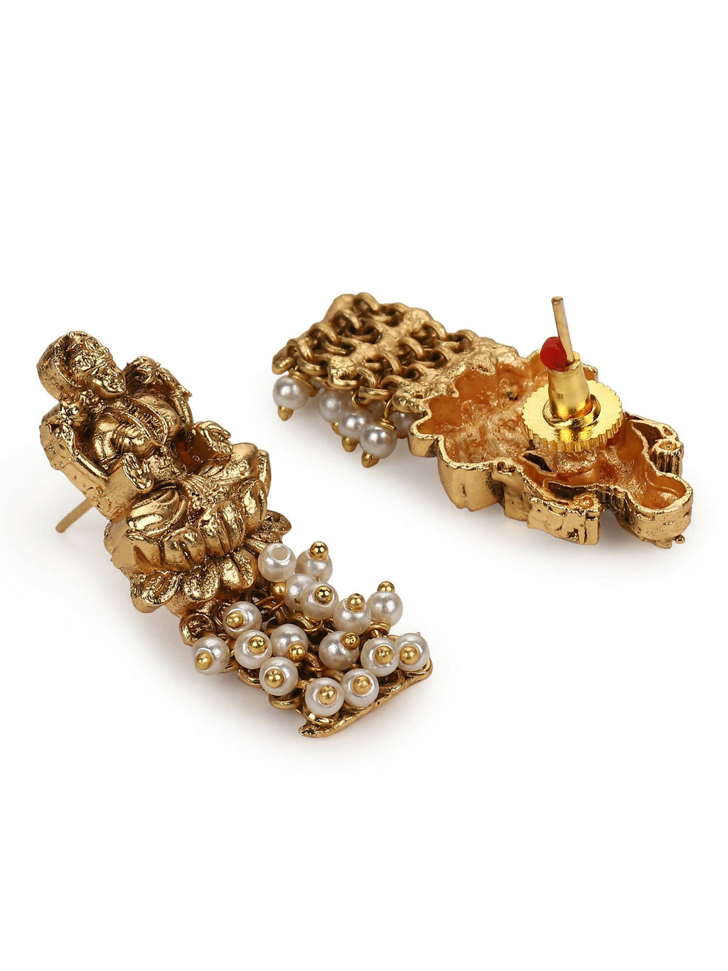Gold-Polished Pink White Stones-Studded Beaded Jewellery Set - Ruby Raang | Grocsy