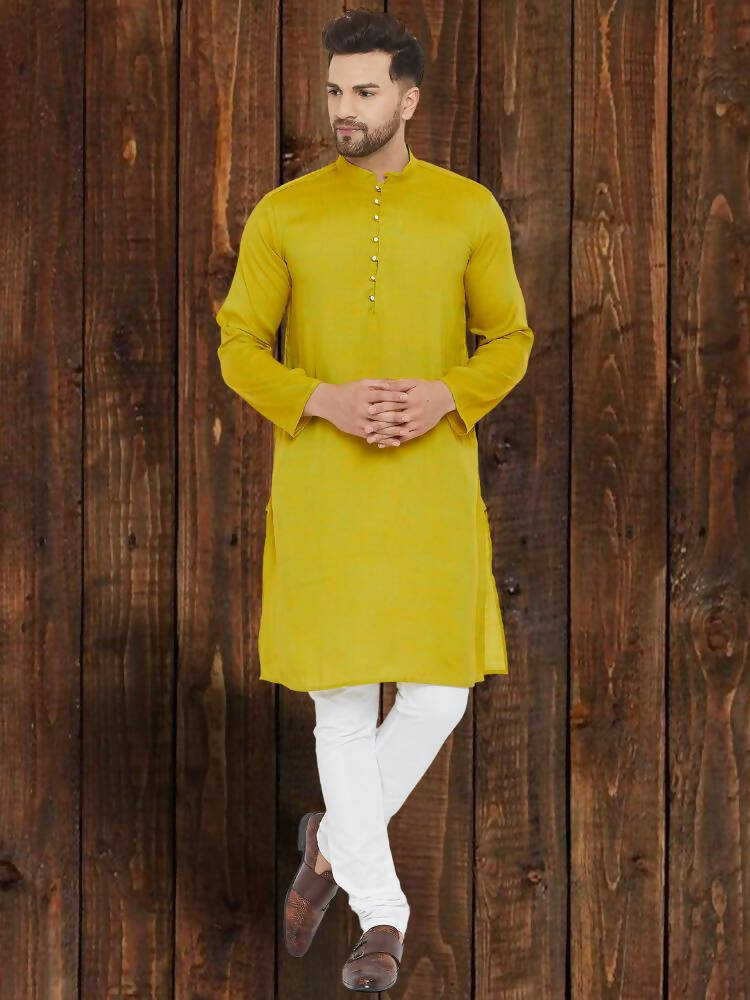 Even Apparels Yellowish Green Wedding Kurta - Green | Grocsy