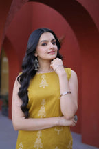 Teeya Creation Womens New Trendy Summer War Printed Cotton Gown Set-Yellow | Grocsy