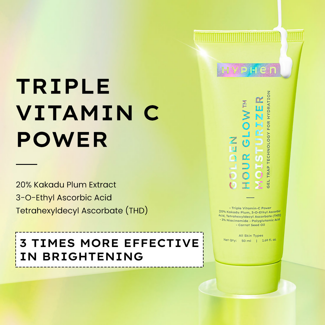 Hyphen Golden Hour Glow Face Moisturizer with Triple Vitamin C & 3% Niacinamide | Grocsy