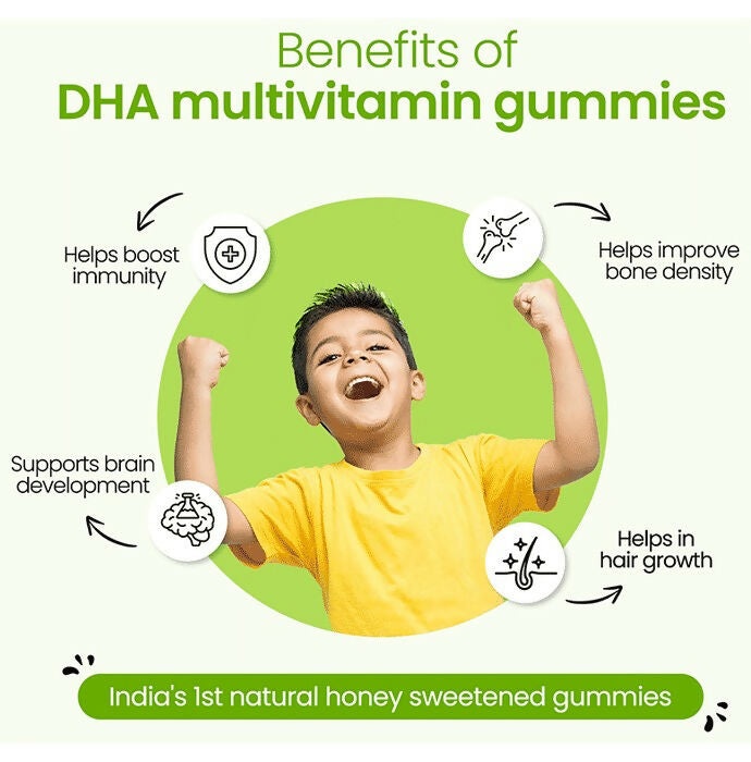 Zingavita DHA Multivitamin Gummies with Honey for Kids (2+ yrs) - Mixed Fruit | Grocsy
