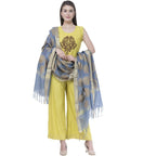 A R Silk Women's Zari Embroidery Vanarsi Silk Gray Dupattas and Chunnis | Grocsy