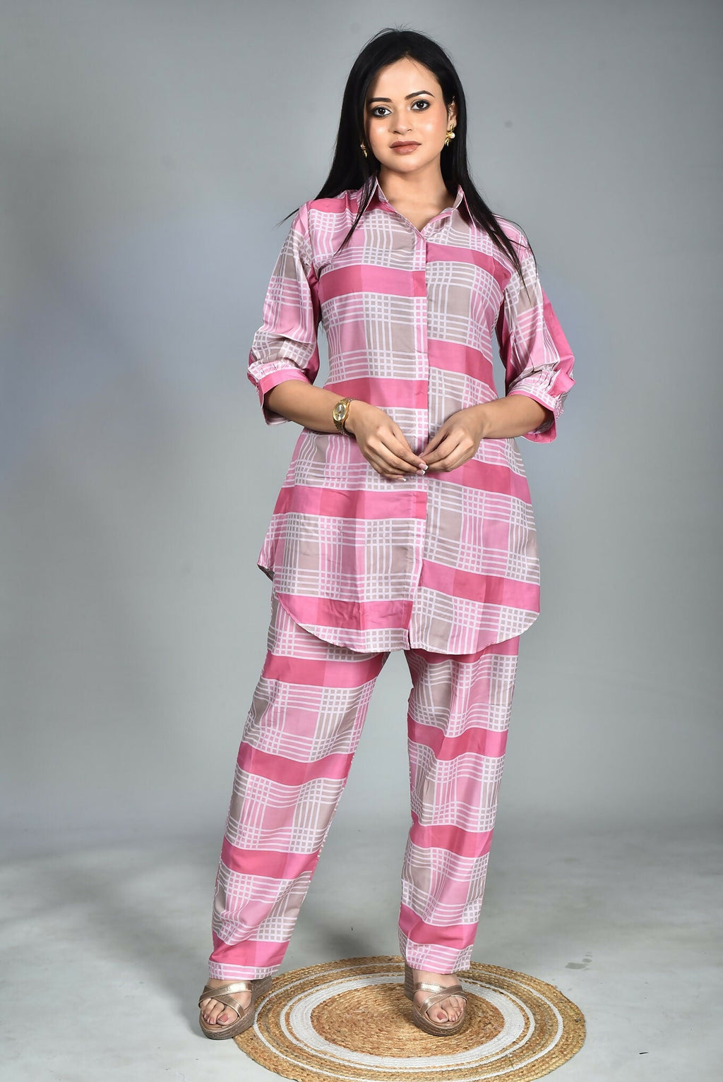 Morchari Digital Print Semi Muslin Co-Ord Set Top & Trouser-Multicolor | Grocsy