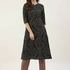 FIORRA Women's Black Printed Flared Cotton Kurta | Grocsy