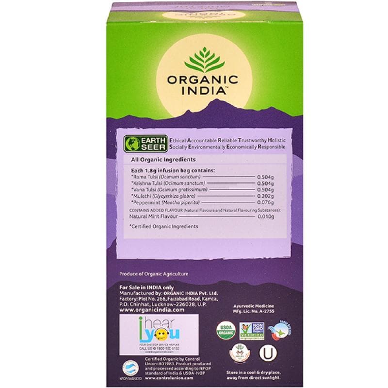 Organic India Tulsi Mulethi Tea Bags | Certified Organic Herbal Tea for Throat & Immunity - Swadesiicart