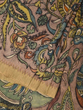 Multicolor Kalamkari Hand Painted Cotton Silk Handloom Saree With Exotic Floral and Peacocks Pallu Design - Global Threads | Grocsy