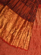 Multicolor Kalamkari Hand Painted Kanchipuram Silk Handloom Saree with Ramayana Design - Global Threads | Grocsy