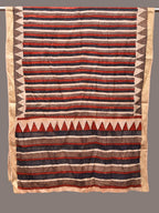 Multicolor Kalamkari Hand Painted Sico Handloom Dupatta with Strips Design - Global Threads | Grocsy